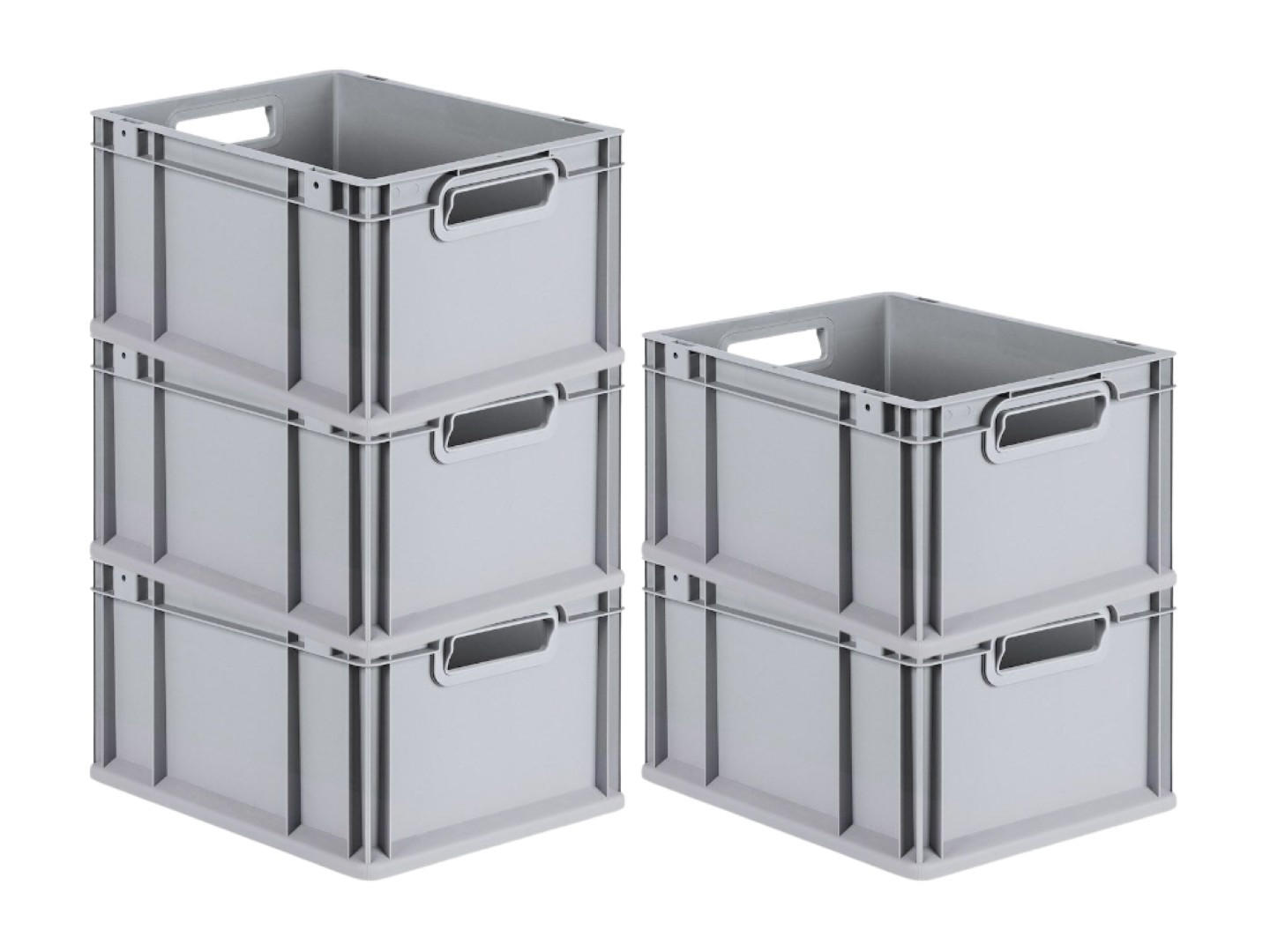 EUROBOX 5x Nextgen Economy Griffe Offen 22x30x40cm 20 Liter - Grau, Kunststoff (30/22/40cm) - PROREGAL