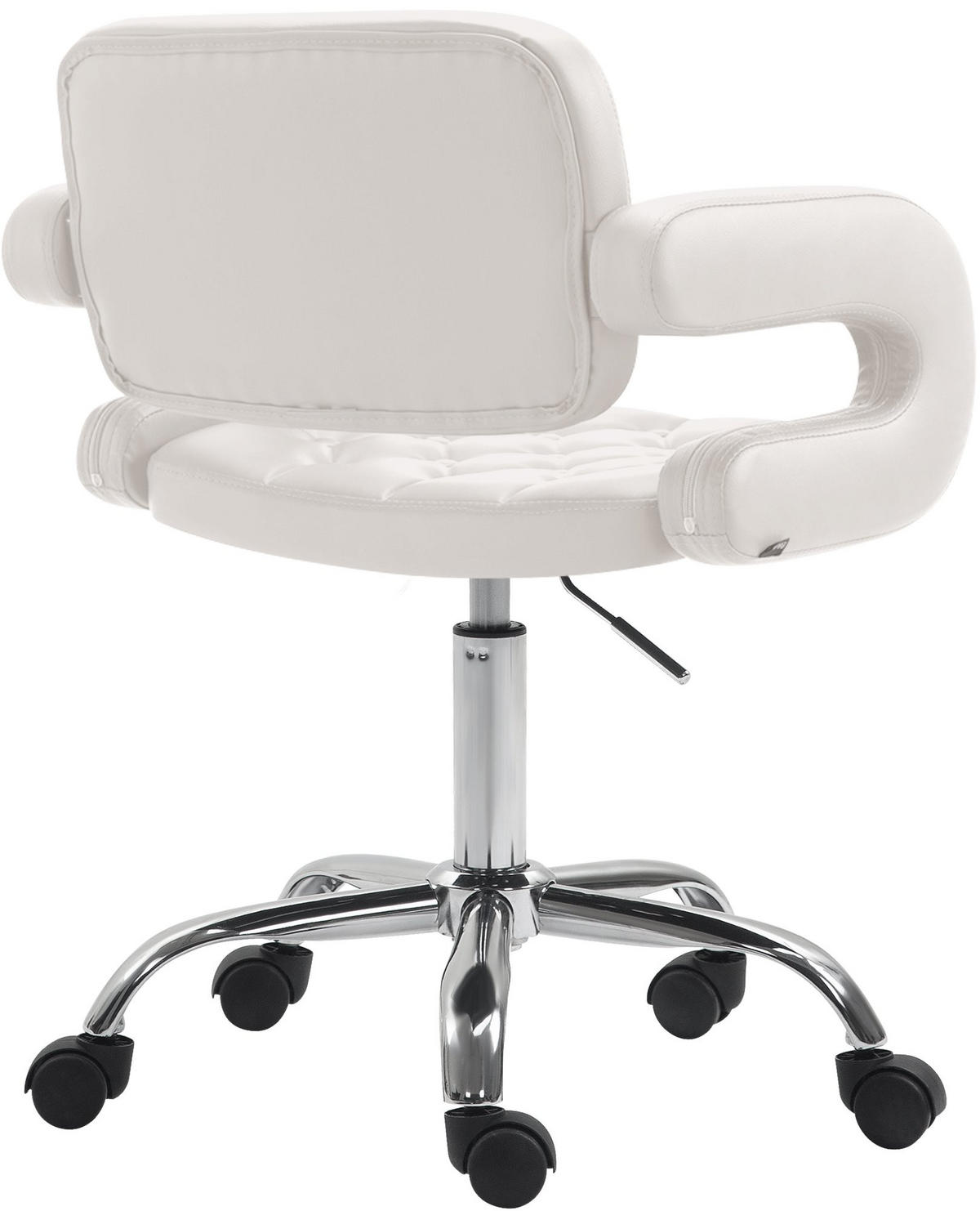 DREHSTUHL Lederlook weiß - Chromfarben/Weiß, Textil/Metall (62/78/55cm) - CLP