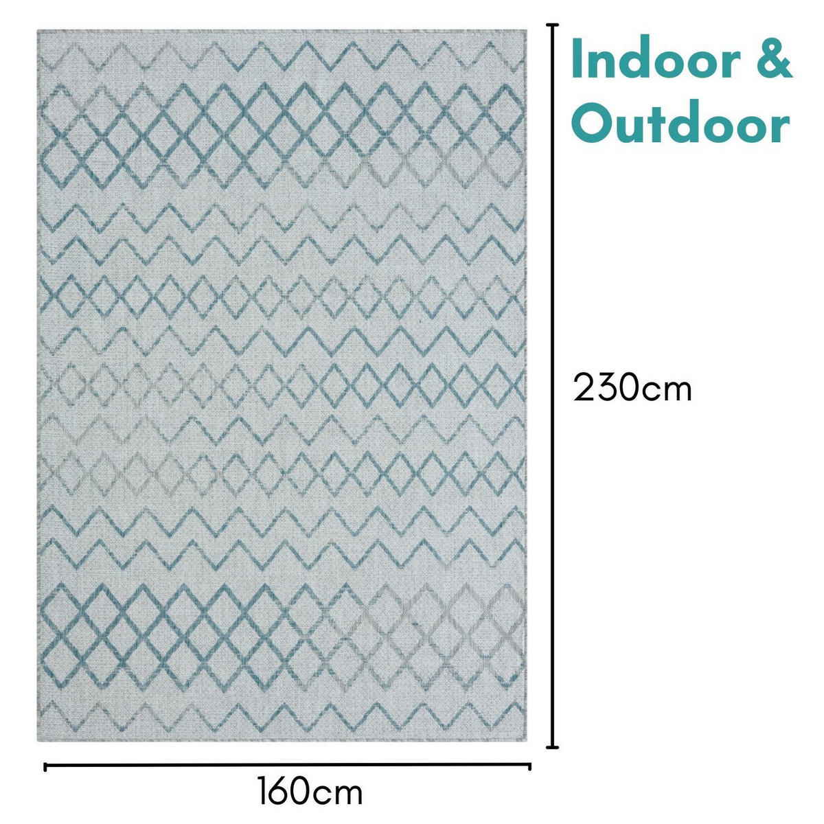 OUTDOORTEPPICH Lumina Petrol,Hellgrau,Creme 160/230 cm - Petrol, Textil (160/230cm) - My-Rug