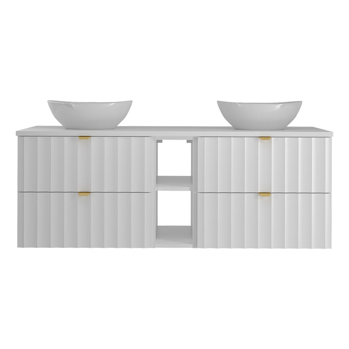 DOPPELWASCHTISCH 140.6cm Lexa Weiß - Weiß, Holzwerkstoff (140.6/52.2/46.5cm) - Petits-meubles