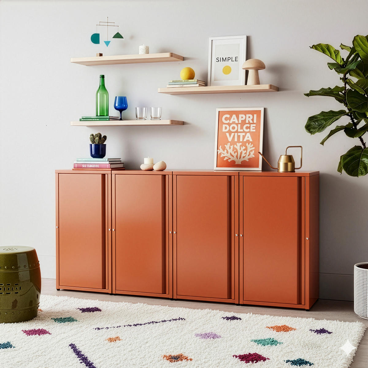 AKTENSCHRANK Burlöv - Dunkelbraun, Metall (40/88/35cm) - [en.casa]