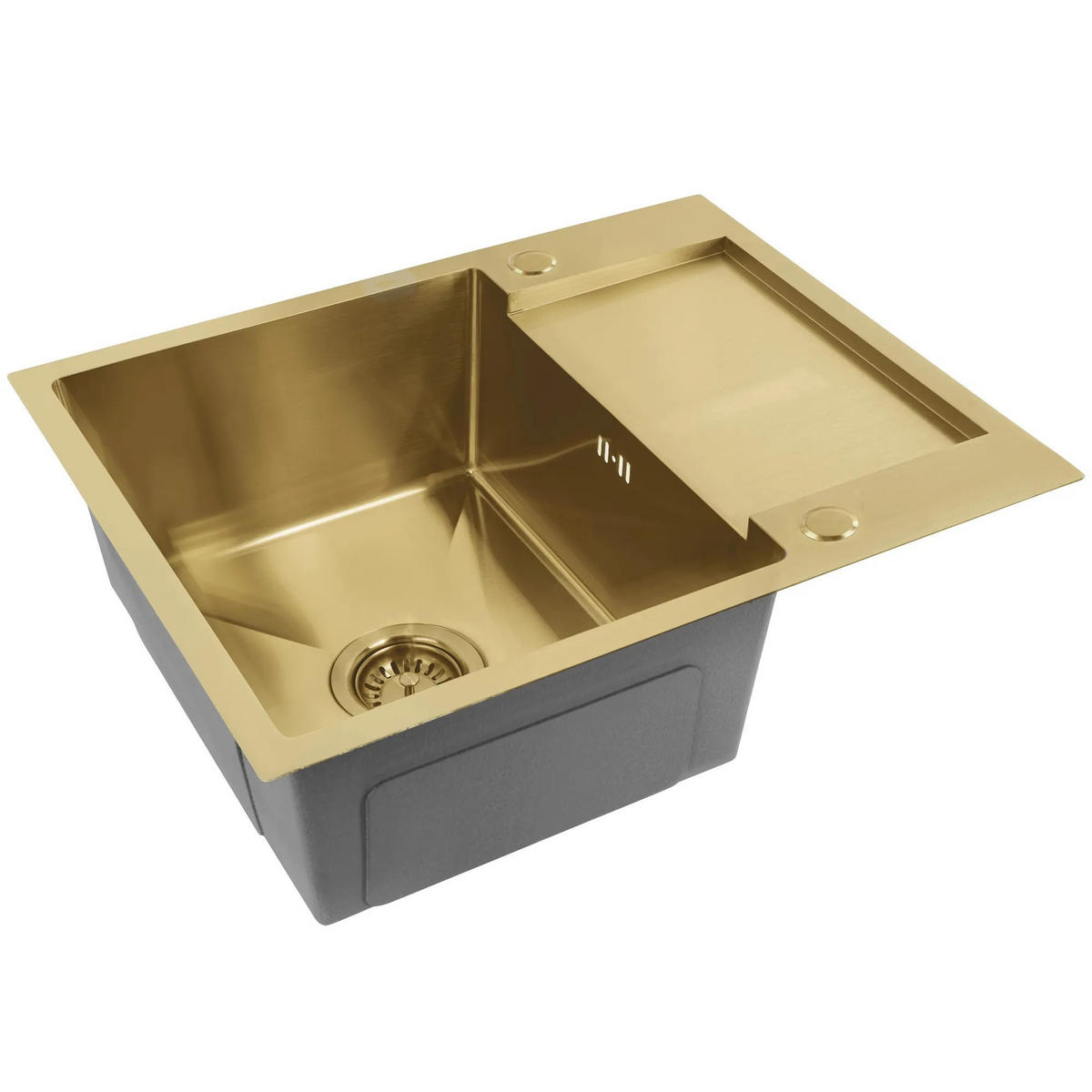 EDELSTAHLSPÜLE Rea Paul Brush Gold ohne Küchenarmatur - Goldfarben, Metall (48/19/60cm) - REA