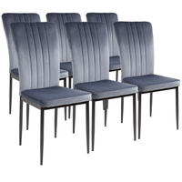 STUHL MODENA Samtbezug Metallbeine 6er Set Grau - Grau, Textil/Metall (42/96/43cm) - Albatros