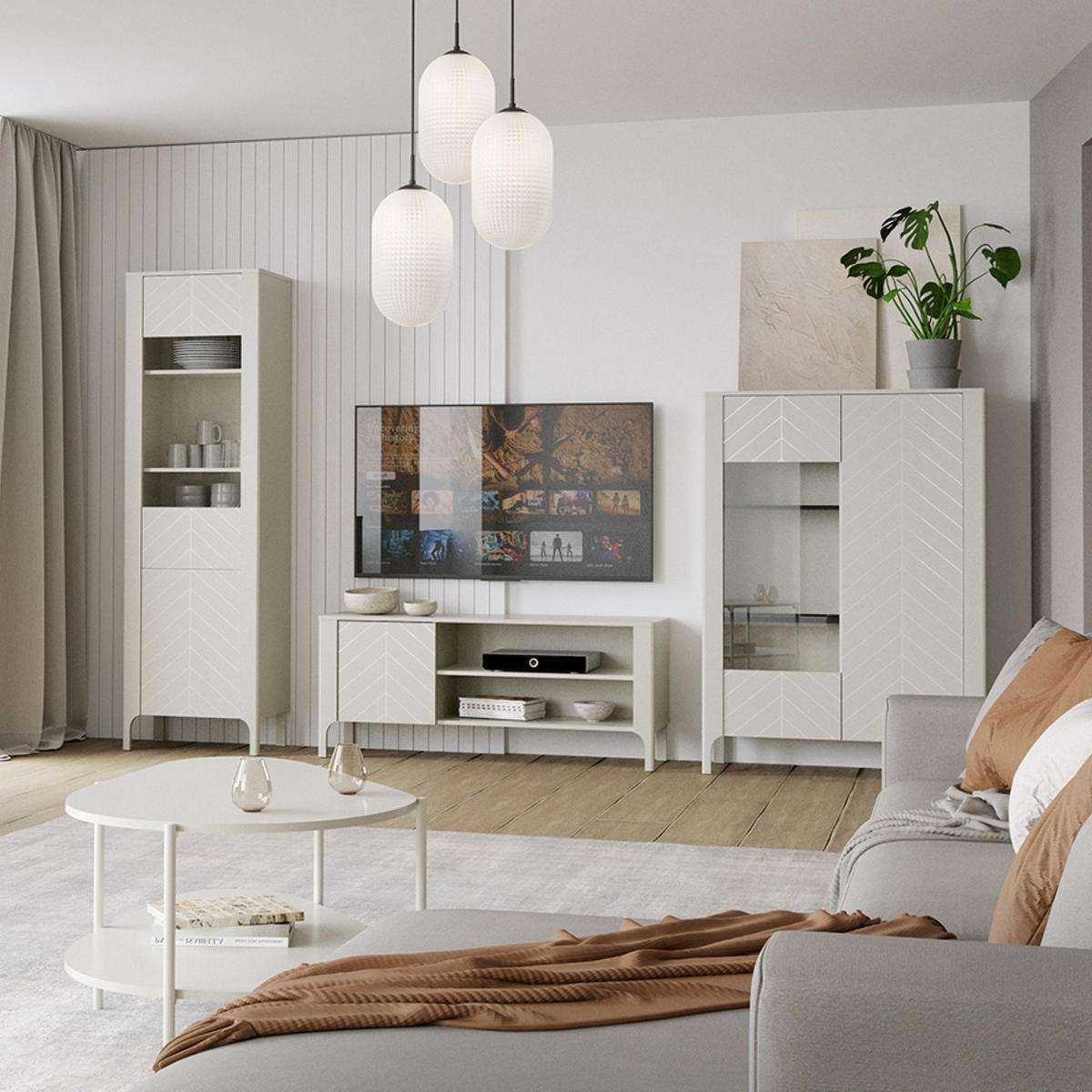 LOWBOARD ALICANTE 135/57/40,5 cm, Kaschmir - Kaschmir, Holzwerkstoff (135/57/40.5cm) - MASSENO