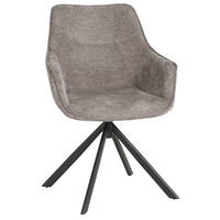 ESSZIMMERSTUHL drehbar San Carlo hellgrau - Hellgrau/Schwarz, Textil/Metall (57/87/67cm) - Mr. Deko