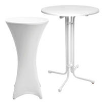 STEHTISCH Sylt Ø 70cm Weiß mit Stella Stehtischhusse Ø 70cm Weiß - Alufarben/Weiß, Kunststoff/Textil (70/70/110cm) - Beautissu 