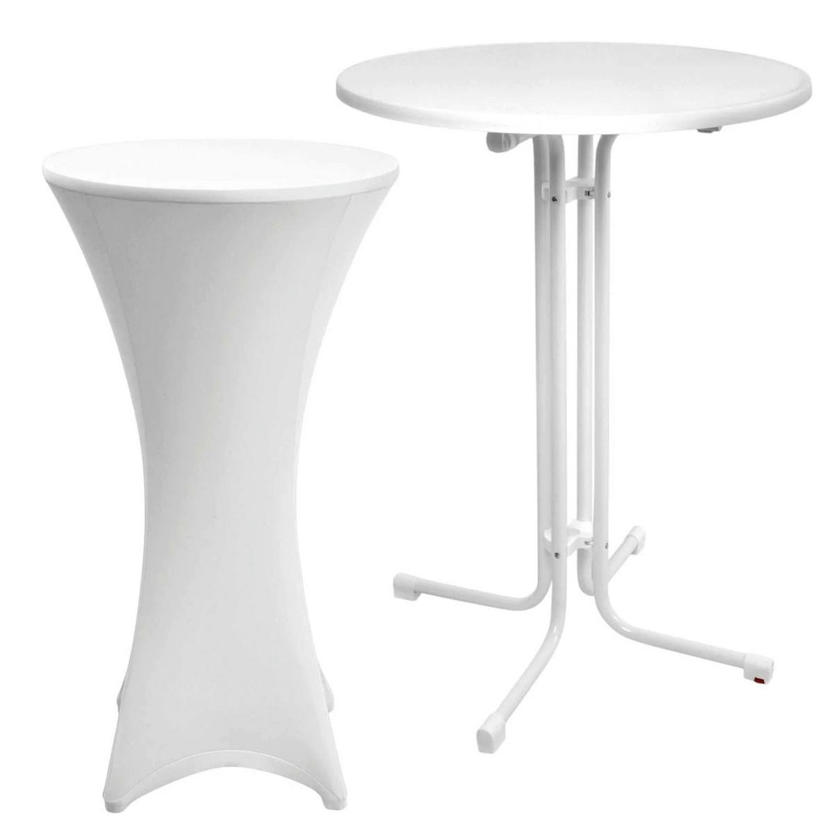 STEHTISCH Sylt Ø 70cm Weiß mit Stella Stehtischhusse Ø 70cm Weiß - Alufarben/Weiß, Kunststoff/Textil (70/70/110cm) - Beautissu 