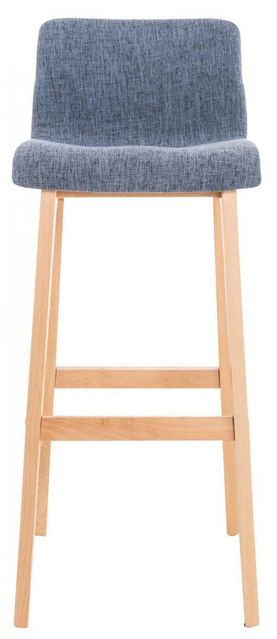 BARHOCKER 2er Set Stoff blau - Blau/Eukalyptusholzfarben, Holz/Textil (41/101/46cm) - CLP