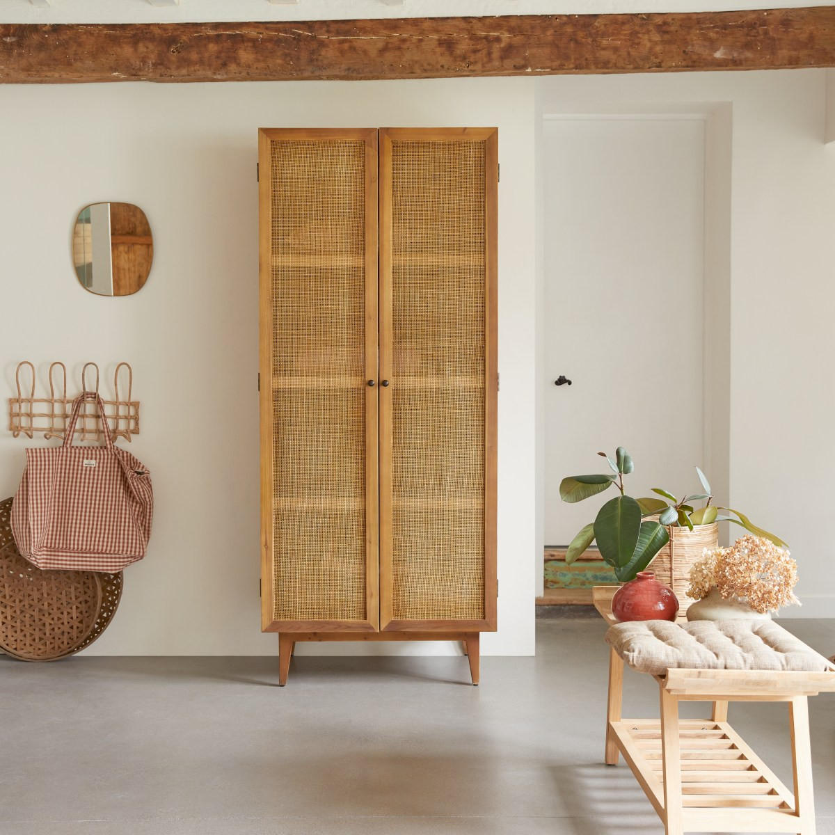 SCHRANK Ninon Natur aus Pinie - Naturfarben, Holz (85/200/55cm) - Tikamoon