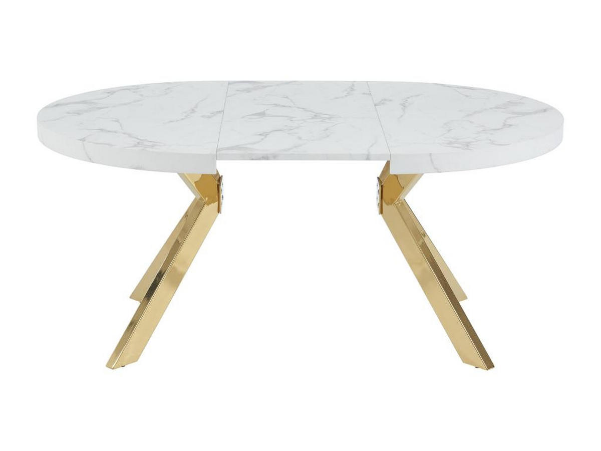 ESSTISCH - ausziehbar - 4 bis 8 Personen - MDF & Stahl - Marmor-Optik Weiß & Goldfarben - KOMONI - Weiß, Holz (220/120/76cm) - Vente-Unique