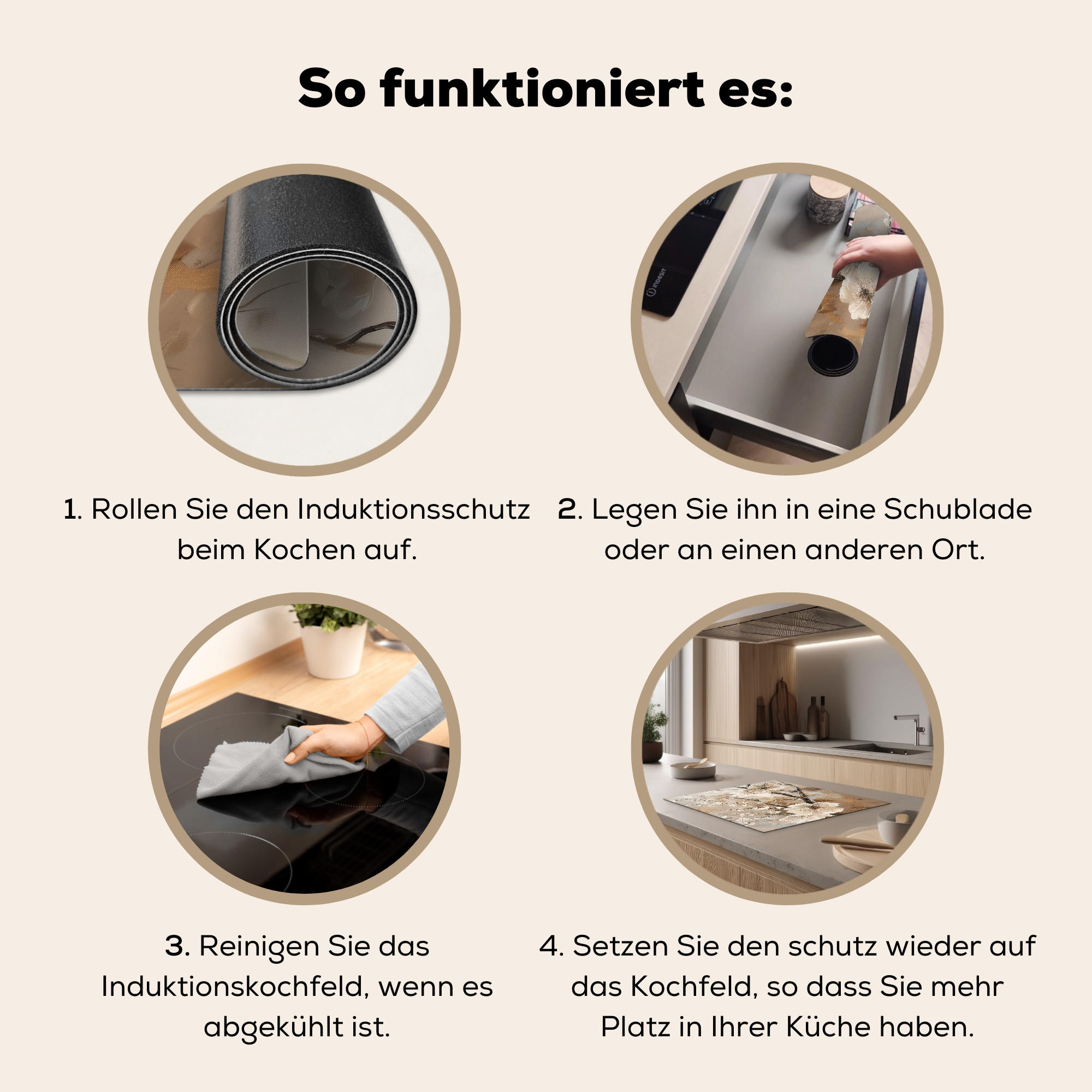 MuchoWow Herdabdeckplatte Kaschmir 65x52x0.2 cm