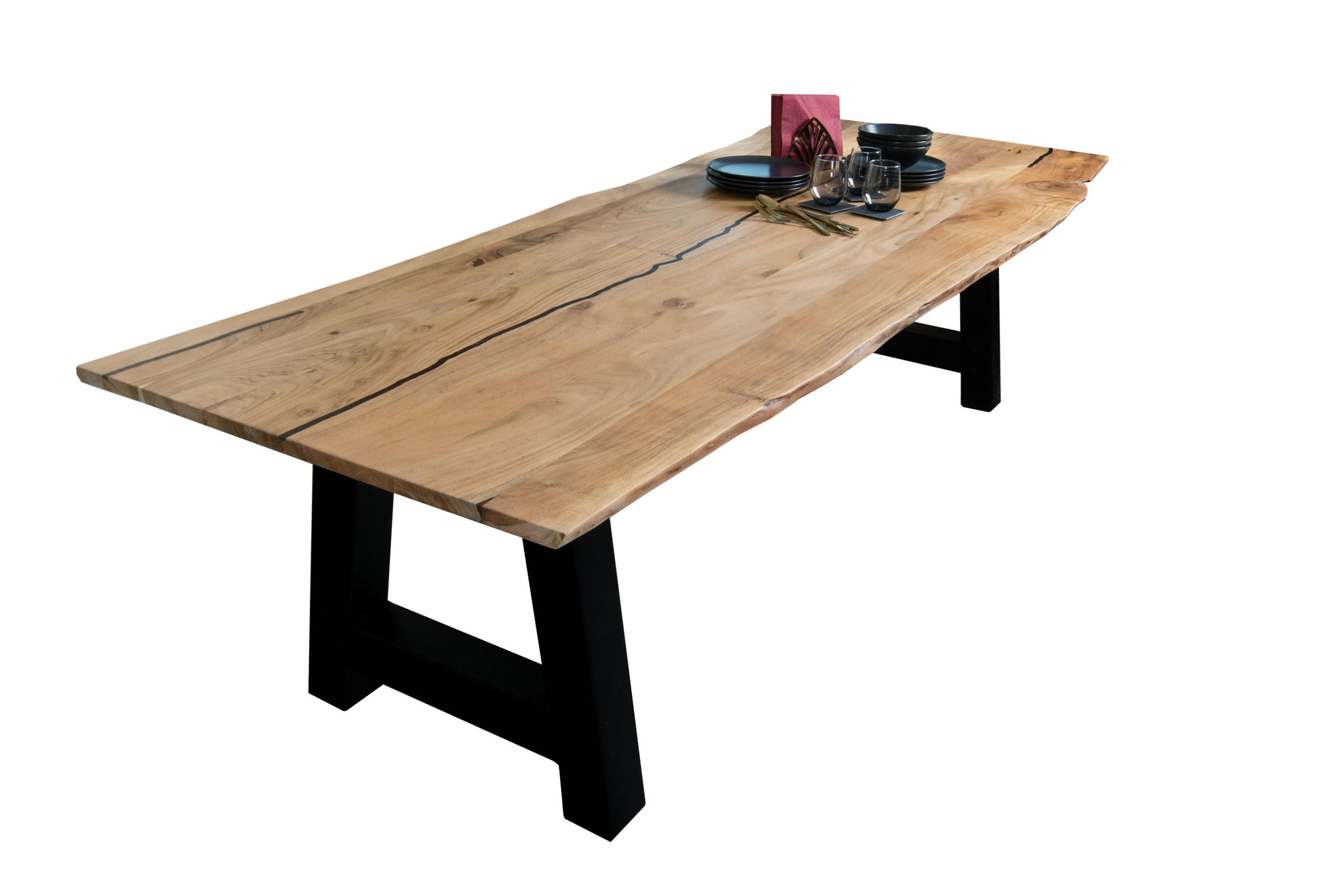 ESSTISCH POLLY - Beige/Schwarz, Holz/Metall (100/260/77cm) - SAM