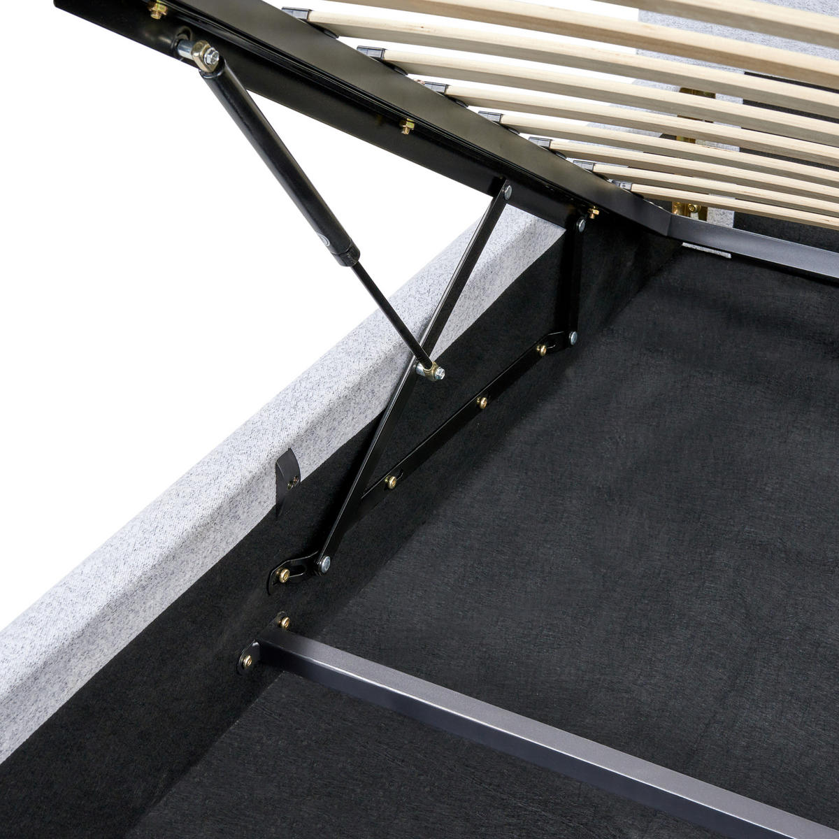 BETT mit Stauraum 160x200 cm Grau Blagnac - Hellgrau, Textil (160/200cm) - Beliani