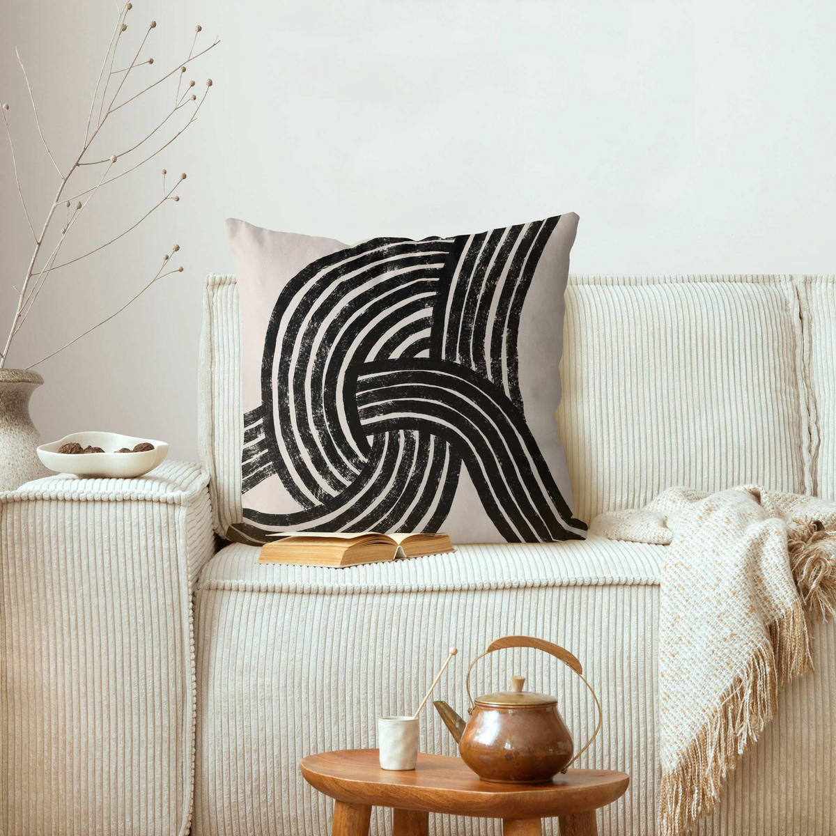 KISSENBEZUG Knoten schwarz 40/40 cm - Eichefarben, Textil (40/40cm) - Bilderwelten