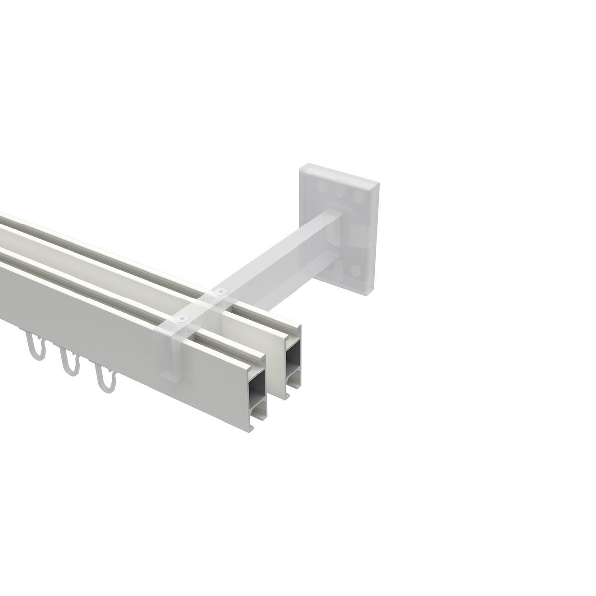 GARDINENSTANGE INNENLAUF Smartline Lox 360 cm (geteilt in 2 x 180 cm), 2-läufig, 14x35 mm Weiß - Weiß, Metall (360cm) - INTERDECO