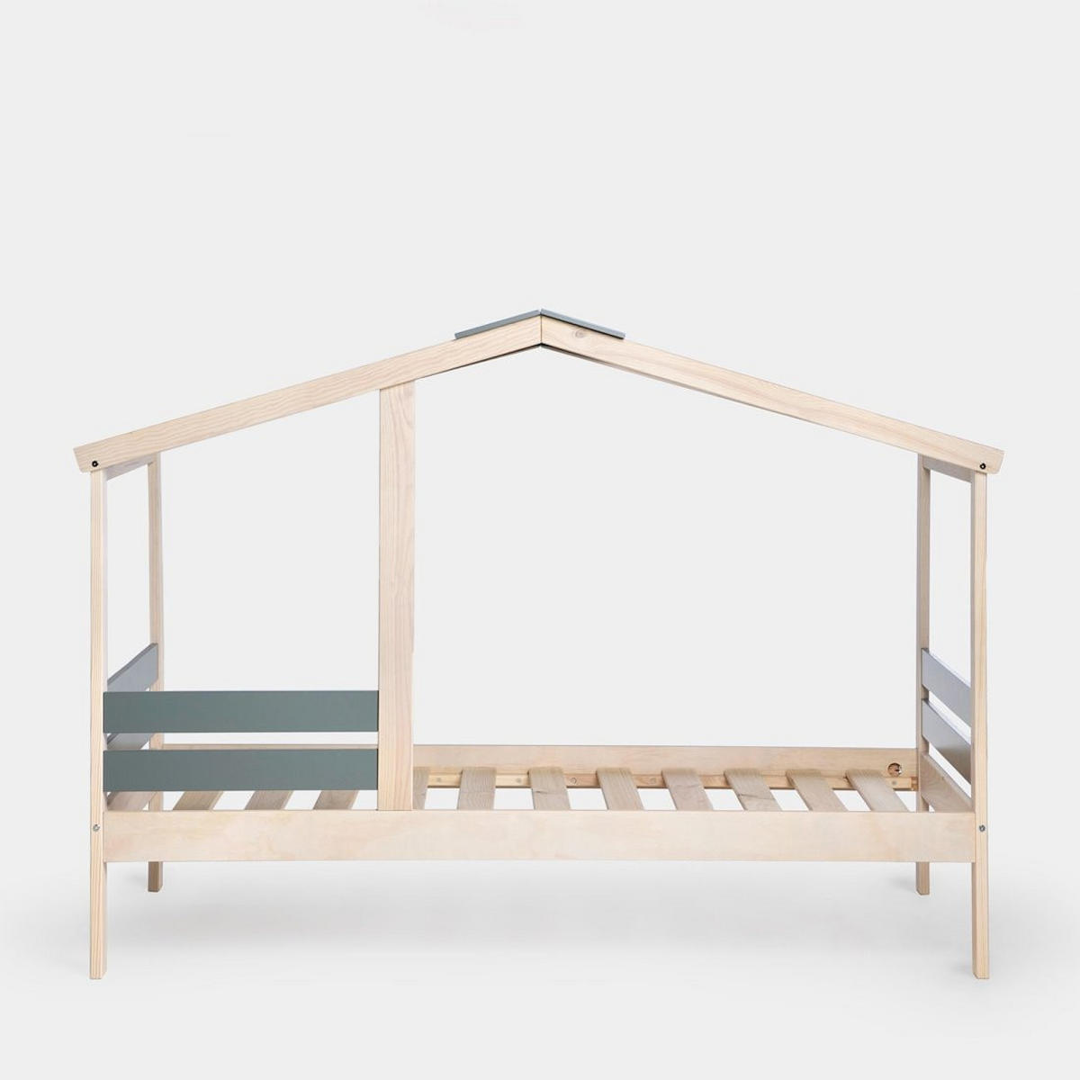 KINDERBETT Lior Natürlich 197 cm x 147 cm - Blaugrau/Naturfarben, Holzwerkstoff