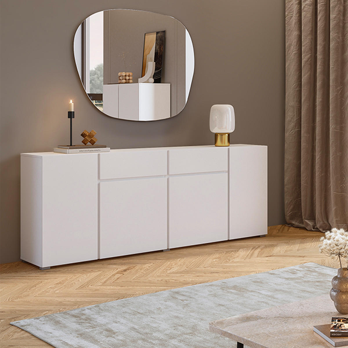 SIDEBOARD Maxis Bílá - bílá, kompozitní dřevo (195/78/40cm) - Petits-meubles