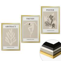 WANDBILDER 3er Set - 40x60 cm Goldrahmen - Blumenmuster beige braun - Goldfarben, Kunststoff (40/60cm) - ArtPrintCave
