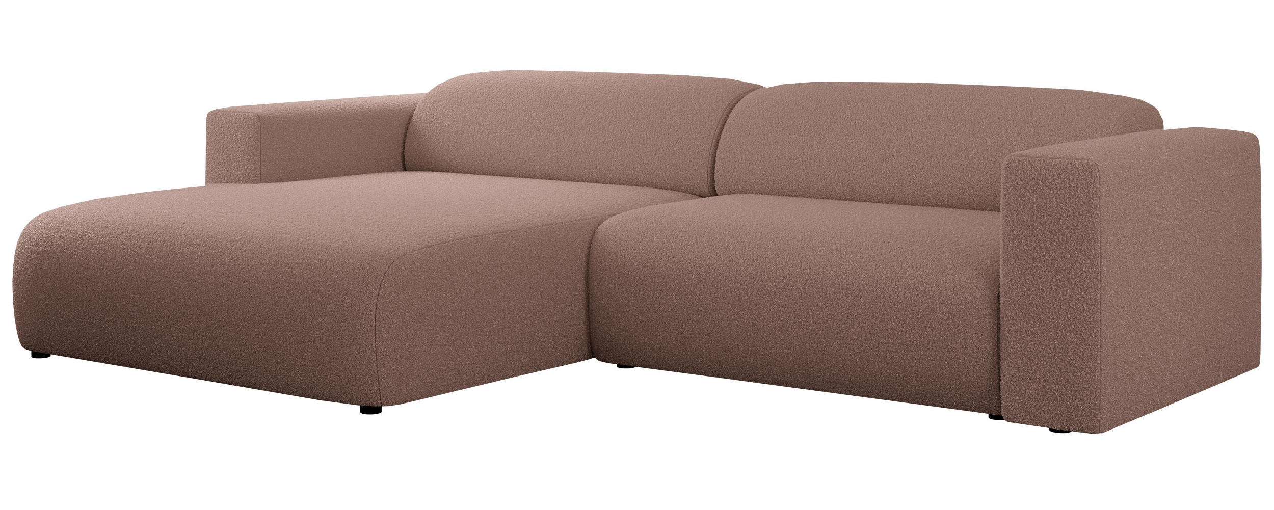 ECKSOFA PASADENA Rosa Bouclé - Links Seite - Schwarz/Rosa, Kunststoff/Textil (288/180cm) - MKS