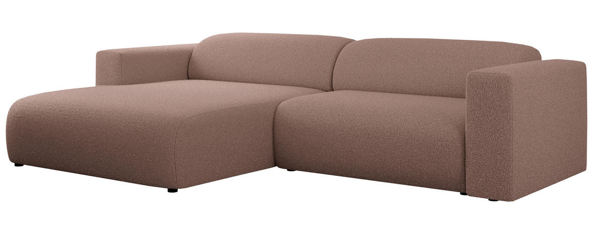 ECKSOFA PASADENA Rosa Bouclé - Links Seite - Schwarz/Rosa, Kunststoff/Textil (288/180cm) - MKS