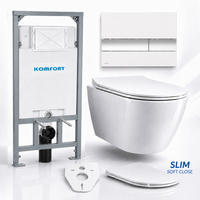 WC-SET ROLO Weiß, Slim-Sitz, Vorwandelement und Betätigungsplatte M1720-1 Weiß/Chrom - Weiß, Keramik (53/119.5/48.5cm) - bad land