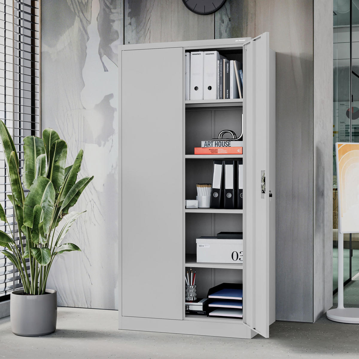 METALLSCHRANK für Büro und Werkstatt JAN D600 - Grau, Metall (90/185/60cm) - Jan Nowak