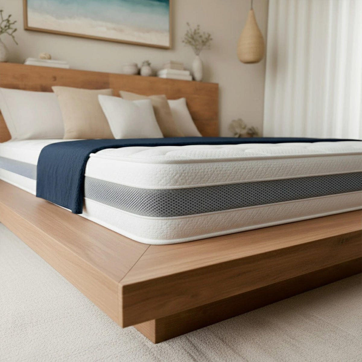 MATRATZE 120x200 | Thermosensibler Waterfoam, Hohe Festigkeit, Atmungsaktiv und Allergikerfreundlich - Weiß, Textil (120/200cm) - The White Stone