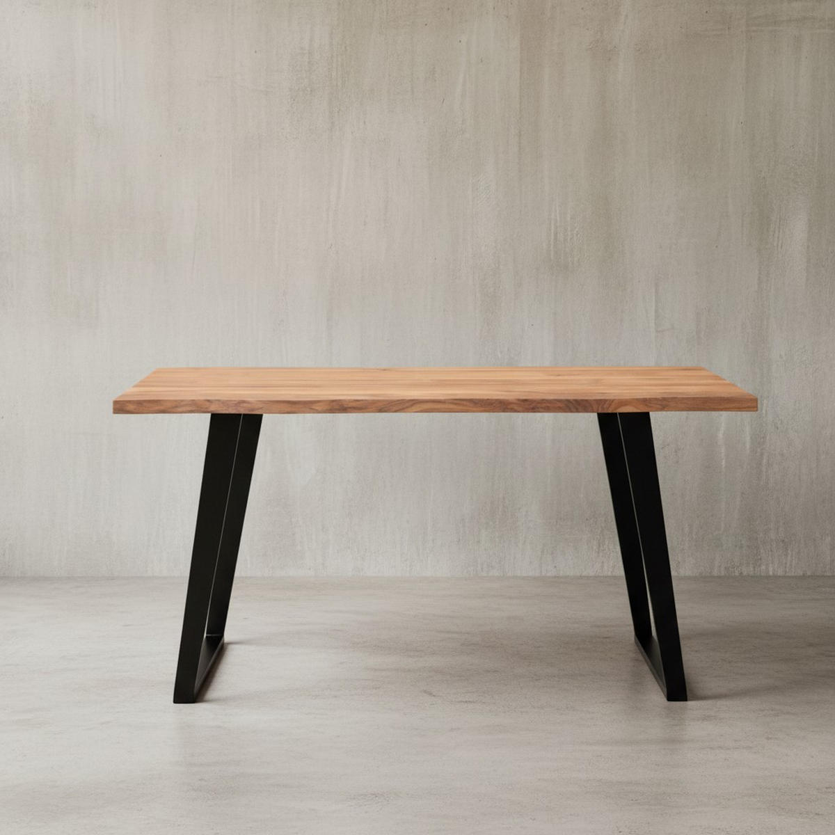 SCHREIBTISCH Massivholz Baumkante U-Gestell Handarbeit ATOLL, Goldbraun-Schwarz 160x80x76 cm - Schwarz/Braun, Holz/Metall (80/160/76cm) - KADIMA DESIGN