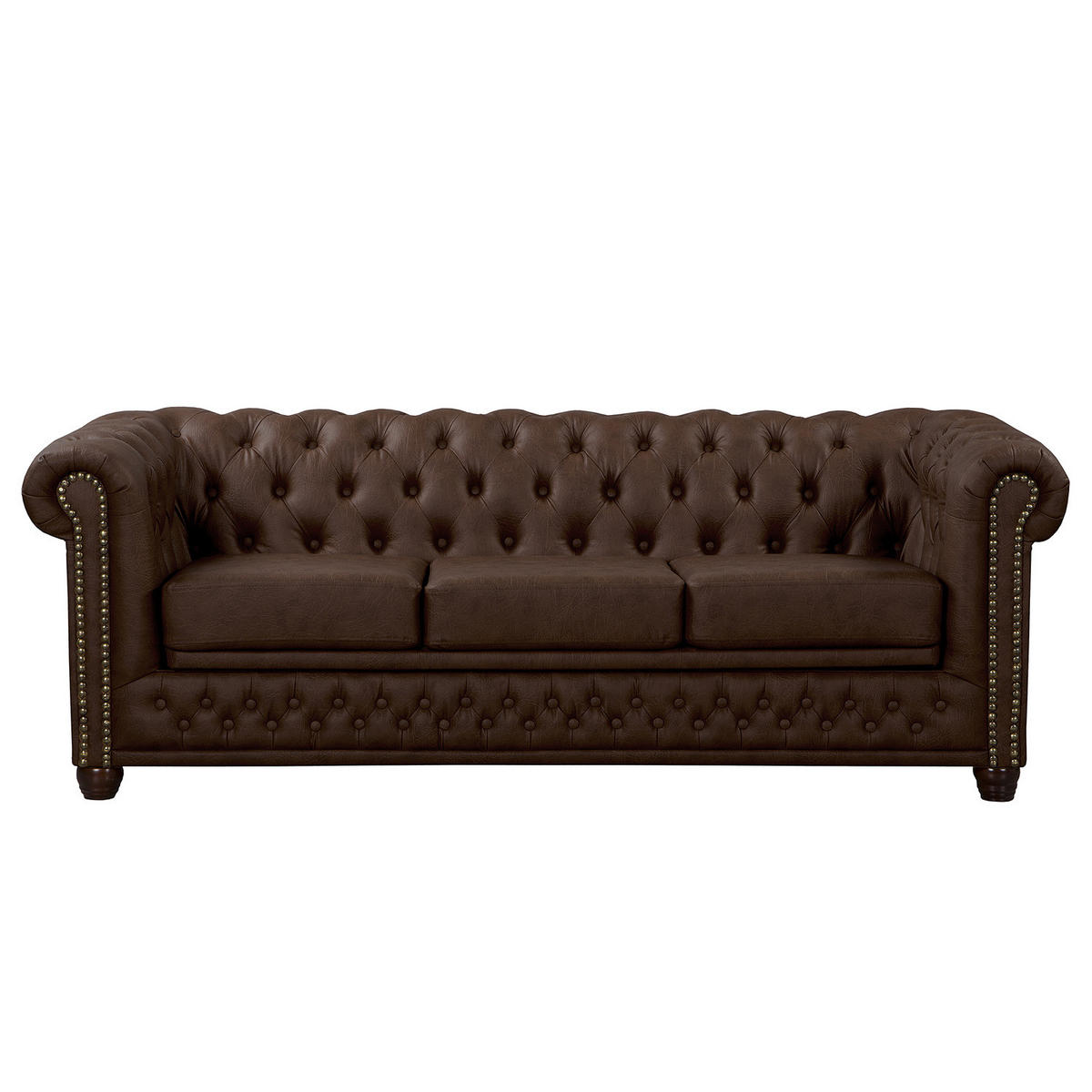 3-SITZER SOFA - Dunkelbraun, Kunststoff (203/72/86cm) - home24