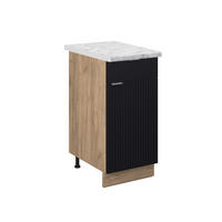 KÜCHENUNTERSCHRANK Fame-Line, Schwarz gestreift, 40 cm, AP Marmor - Honigeiche/Eiche Wotan, Holzwerkstoff (40/82/60cm) - Vicco