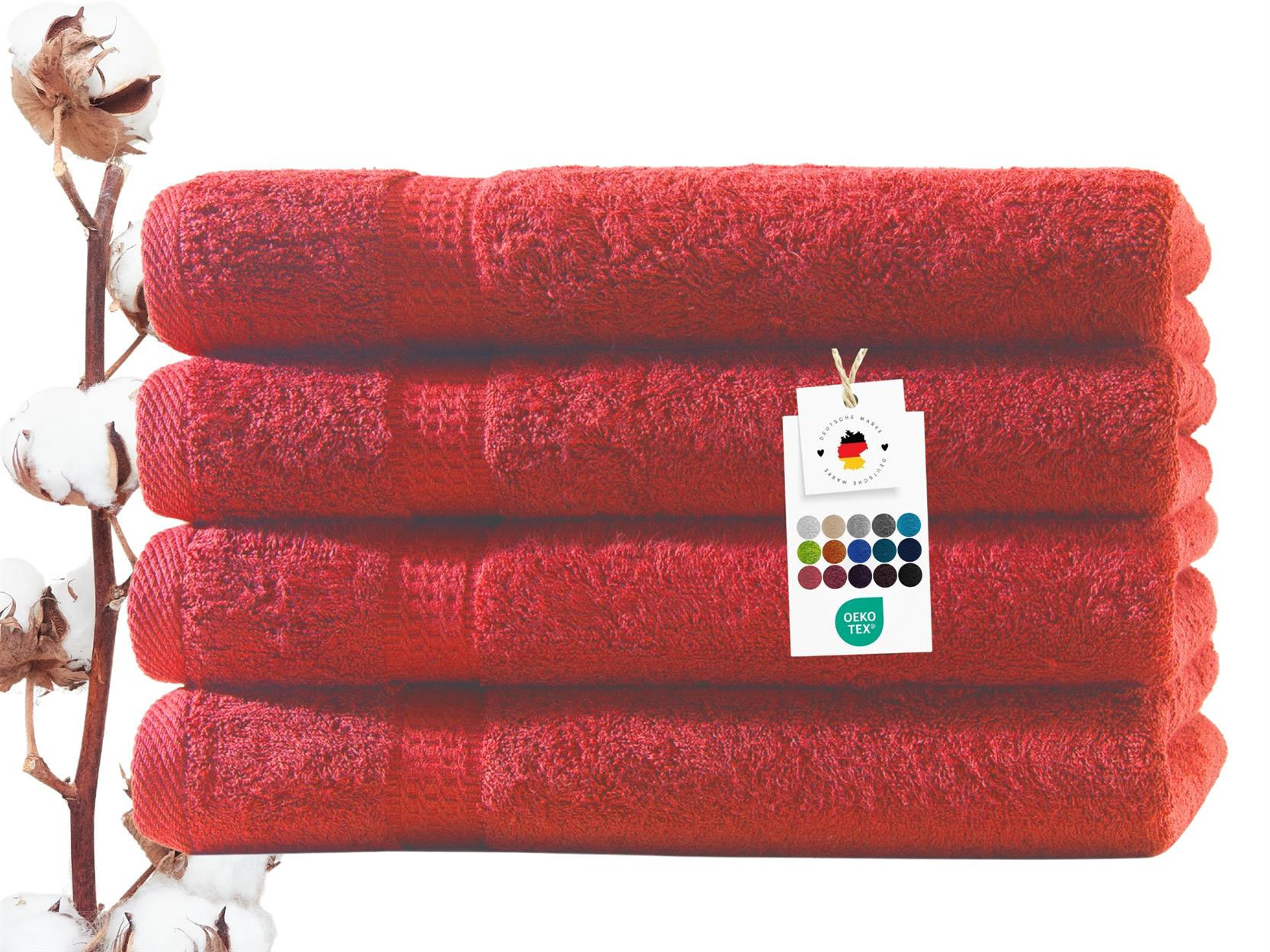HANDTUCH 50x100 cm Frottier Handtücher im 4er Set aus 100% Baumwolle, Rot 500g/m2 - Rot, Textil (50/100cm) - Carpe Sonno
