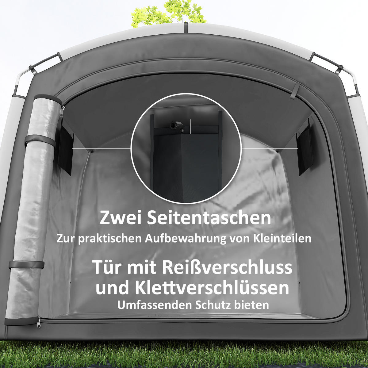 FAHRRADGARAGE Fiberglas Oxford-Gewebe Dunkelgrau - Dunkelgrau, Textil (150/195/220cm) - Outsunny