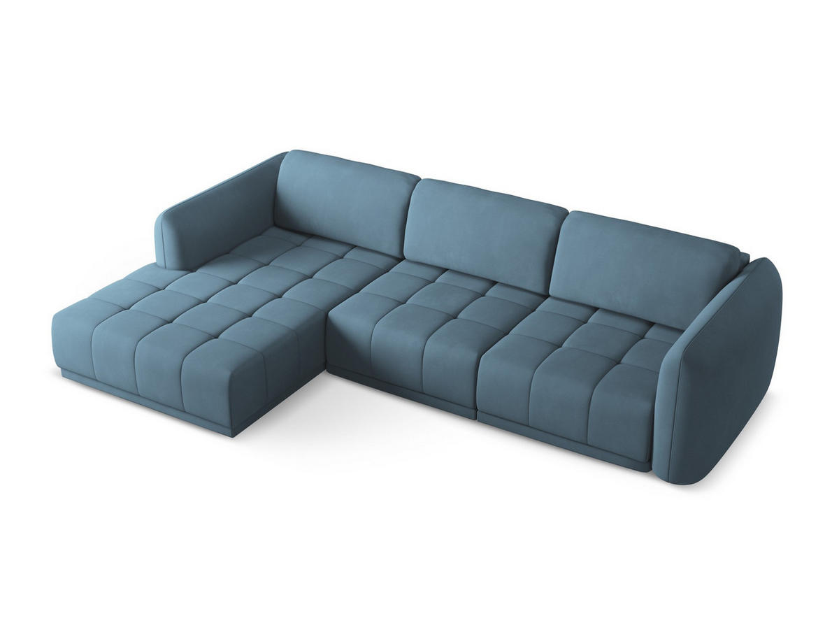 ECKSOFA Links Chenille Stoff Blau - Blau/Blaugrau, Kunststoff/Textil (170/290cm) - Makamii