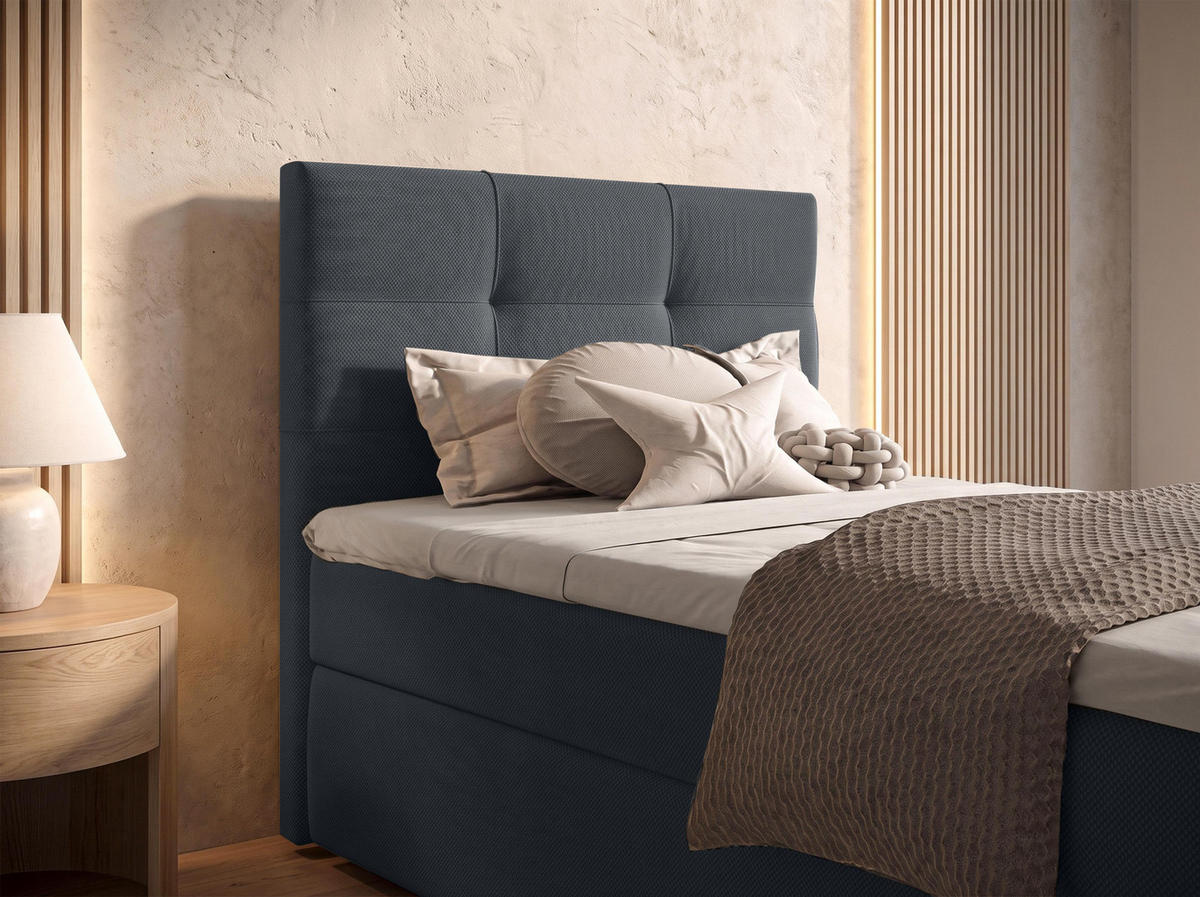 BOXBETT SAKARYA 100x200 cm mit Bettkasten und Matratze - Schwarz + TOPPER - Schwarz, Holz/Holzwerkstoff (100/200cm) - AX Living