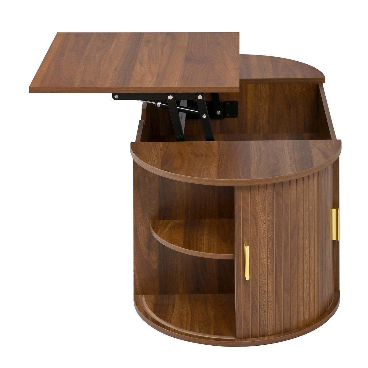 COUCHTISCH höhenverstellbar Schiebetüren Stauraum modern - Walnussfarben, Holzwerkstoff (100/50/40.5cm) - FLIEKS