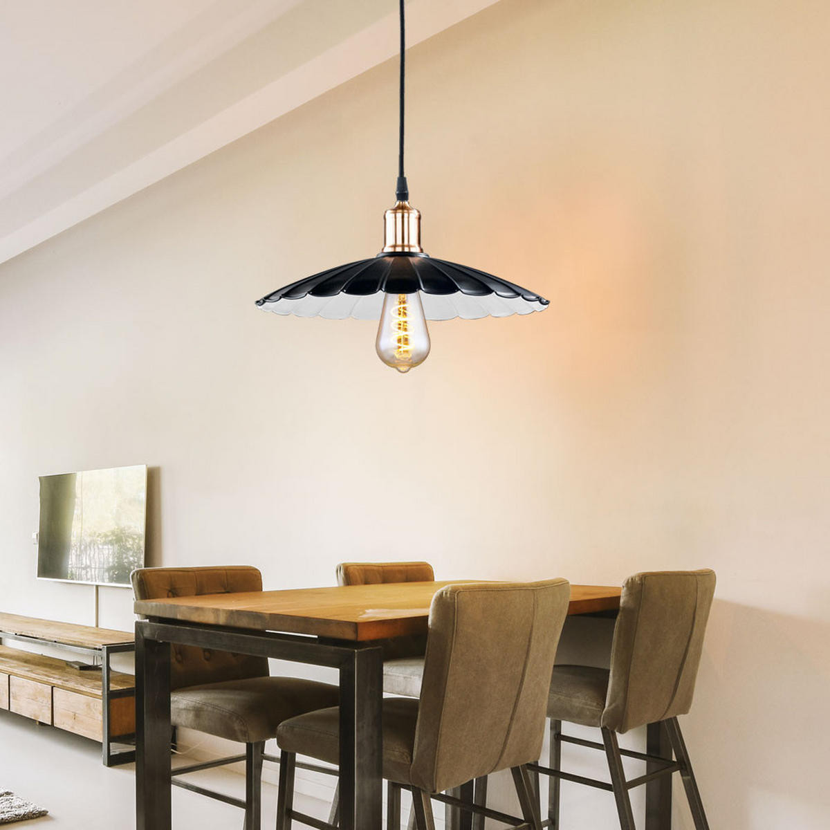 HÄNGELEUCHTE Metall Schwarz Weiß Rund - Schwarz, Metall (35/35/140cm)