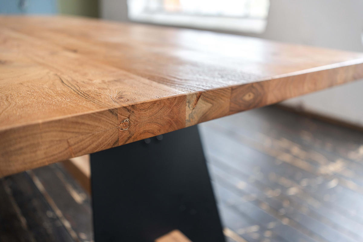 ESSTISCH MIT GERADER KANTE ARBORIO Braun Akazie - Schwarz/Braun, Holz/Metall (280/100/78cm) - KAWOLA