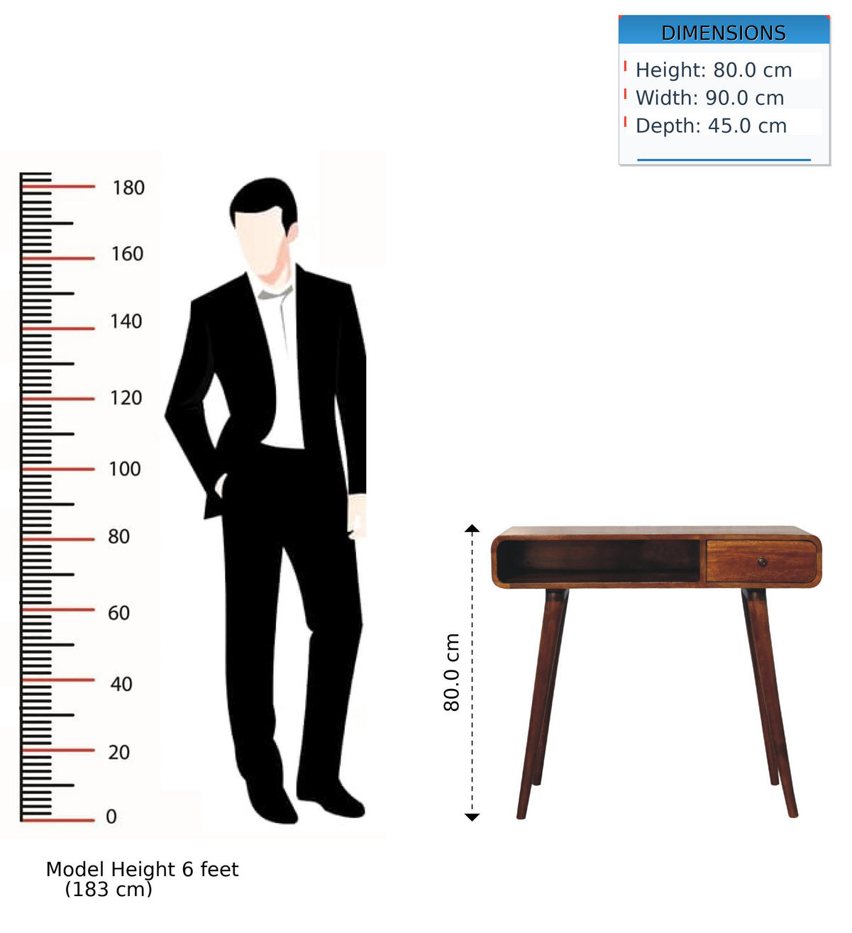 SCHREIBTISCH aus Massivholz - Kastanienfarben/Messingfarben, Holz/Metall (45/90/80cm) - Artisan Furniture
