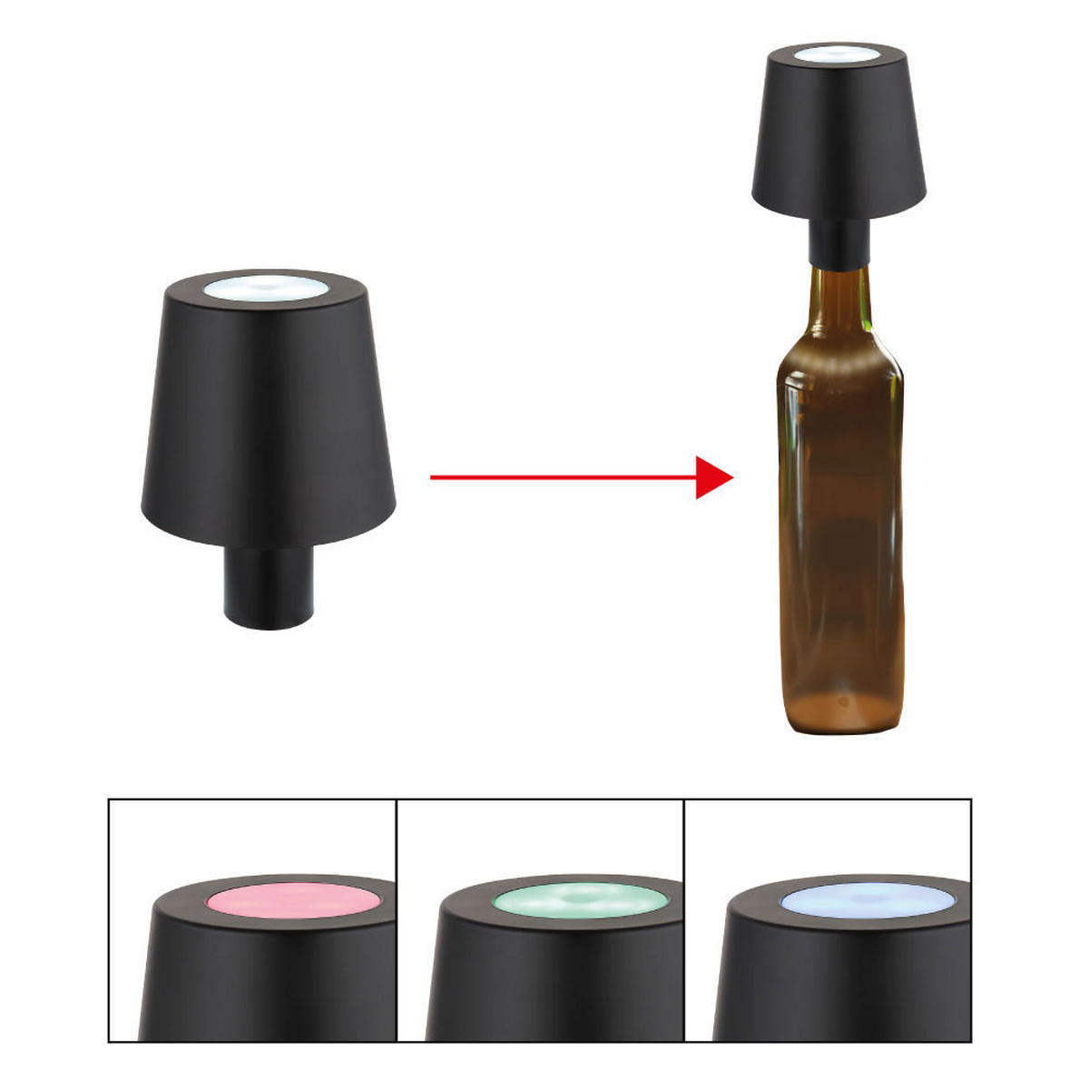 LED TISCHLEUCHTE Kunststoff Schwarz - Schwarz, Kunststoff (10.5/10.5/14cm) - Globo Lighting