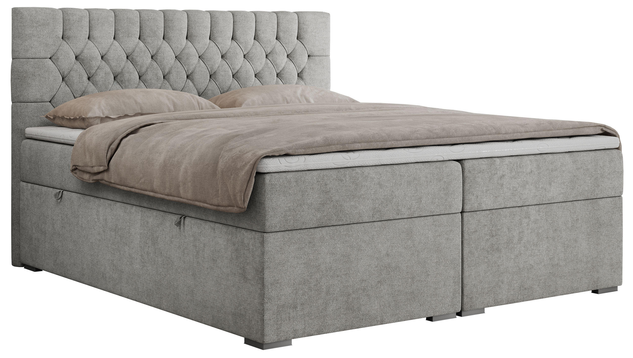 BOXBETT PERA 140/200 Hellgrau Struktur - H3 - Hellgrau, Holz/Textil (140/200cm) - MKS