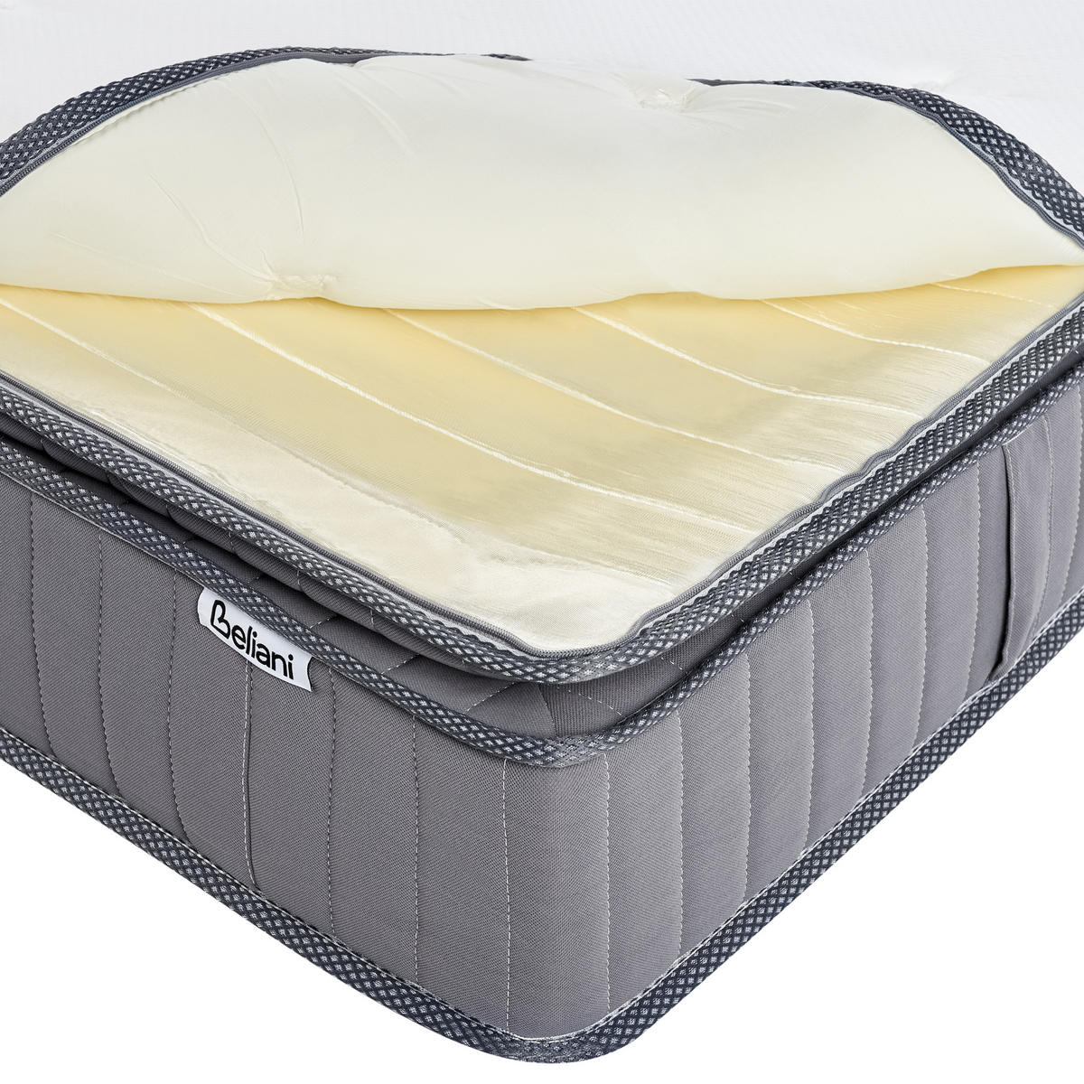 GEL-MEMORYSCHAUM-TASCHENFEDERKERNMATRATZE H2/3 Mittel 90/200 cm Pleasant - Weiß, Textil (90/200cm) - Beliani