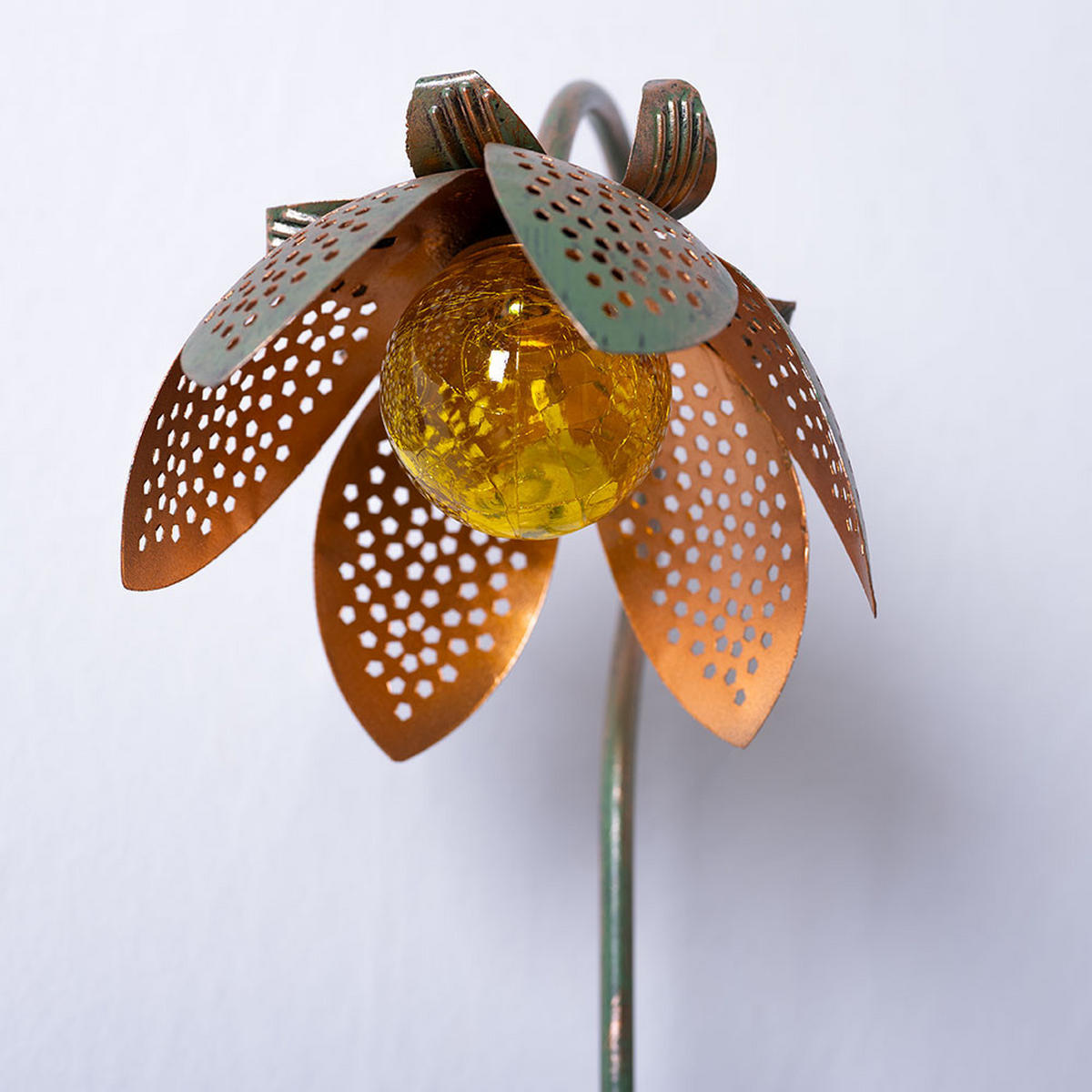 LED AUSSENLEUCHTE Blume Gold Crackle-Glas - Goldfarben, Glas (25/15/90cm) - Globo Lighting