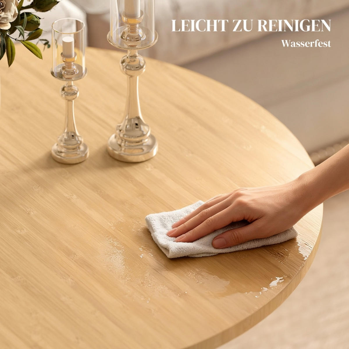 COUCHTISCH 66/66/45 cm natur aus Bambus mit Kreuzgestell - Naturfarben, Naturmaterialien (66/66/45cm) - OKWISH