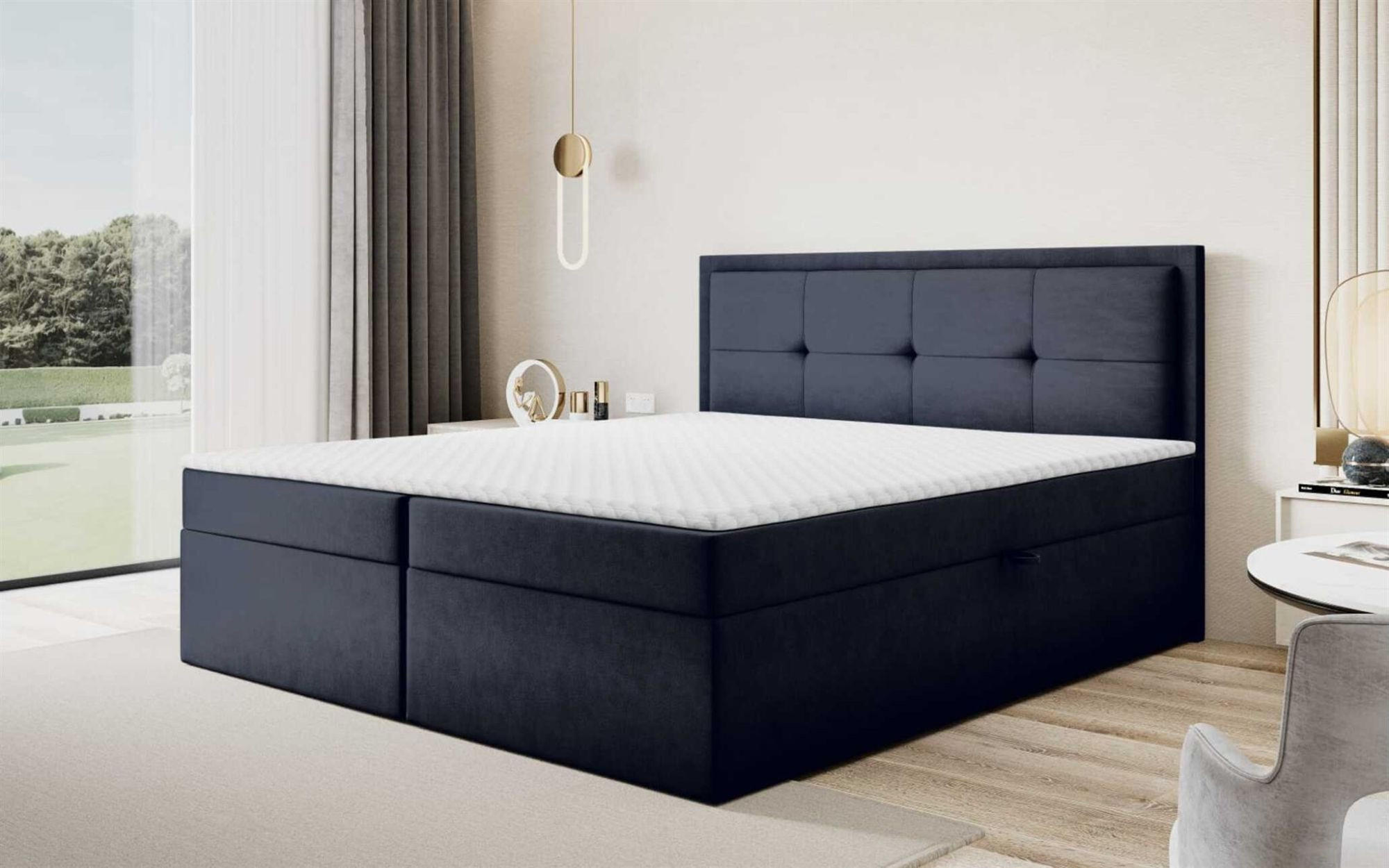 BOXBETT Degna In überlänge - Schwarz, Holzwerkstoff/Textil (180/220cm) - Fun Möbel