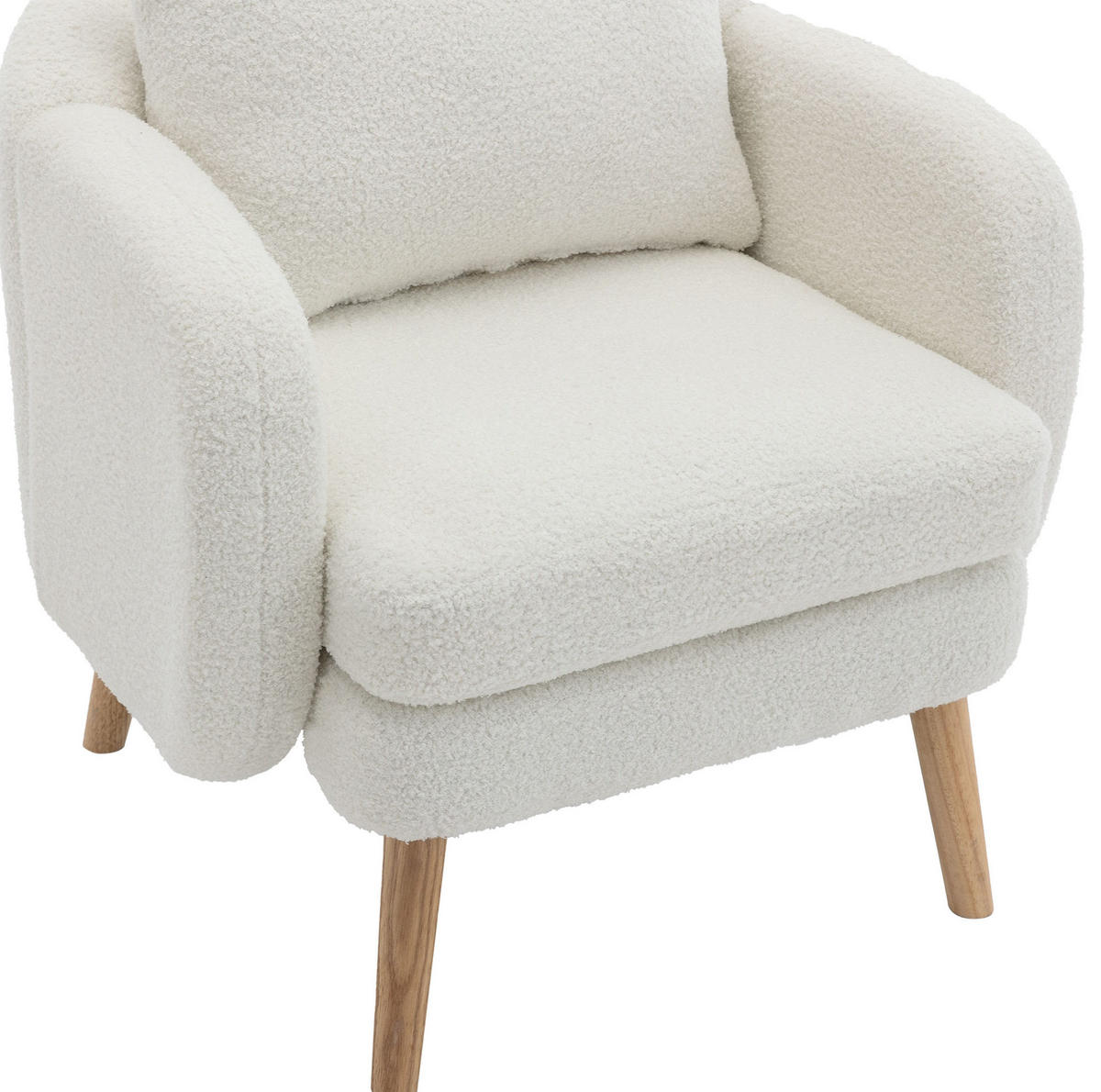 SESSEL 71/72/71 cm Weiß aus Teddy mit Rückenkissen - Weiß, Textil (72/71/71cm) - OKMYHOME