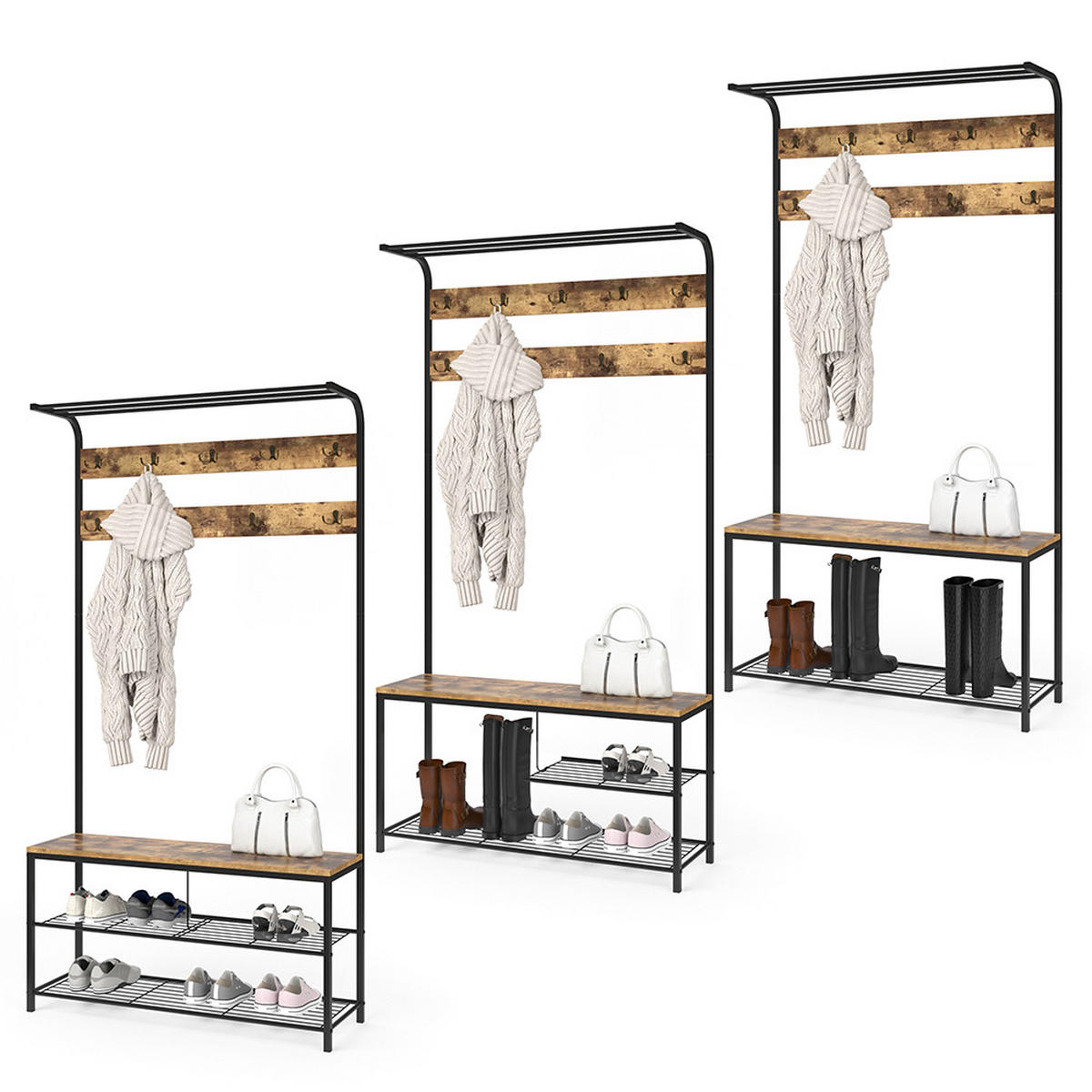 GARDEROBE Fyrk Antikholz 100 x 190 cm - Eichefarben/Schwarz, Holzwerkstoff (100/190/30cm) - Vicco
