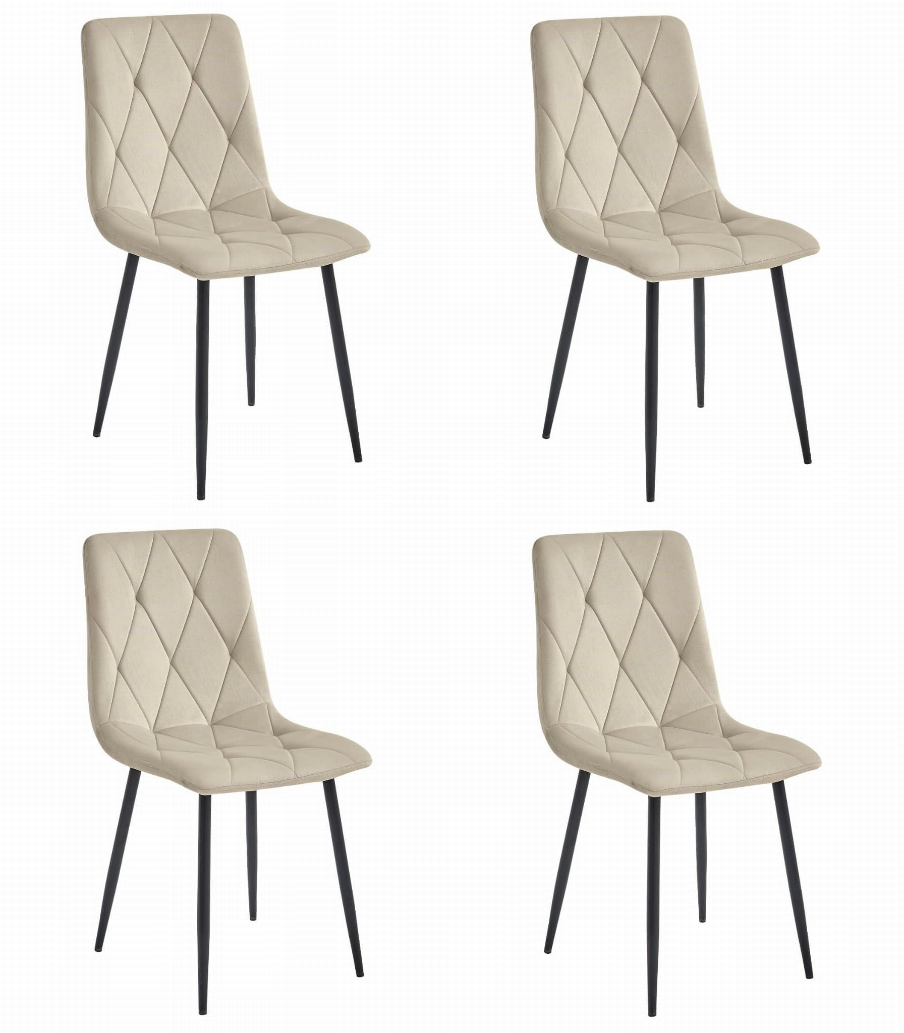 ESSZIMMERSTUHL 4er Set Beige Velours, Gepolsterte Sitzfläche, Modernes Design - Beige, Textil (51/86/56cm) - Best For Home