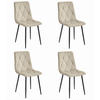 ESSZIMMERSTUHL 4er Set Beige Velours, Gepolsterte Sitzfläche, Modernes Design - Beige, Textil (51/86/56cm) - Best For Home