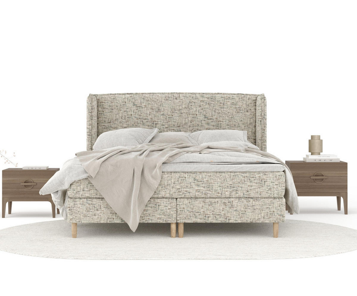 KONTINENTALBETT Ardis Beige 160/200 cm mit Matratze und Topper - Beige/Naturfarben, Holz/Holzwerkstoff (160/200cm) - Maison de Reve
