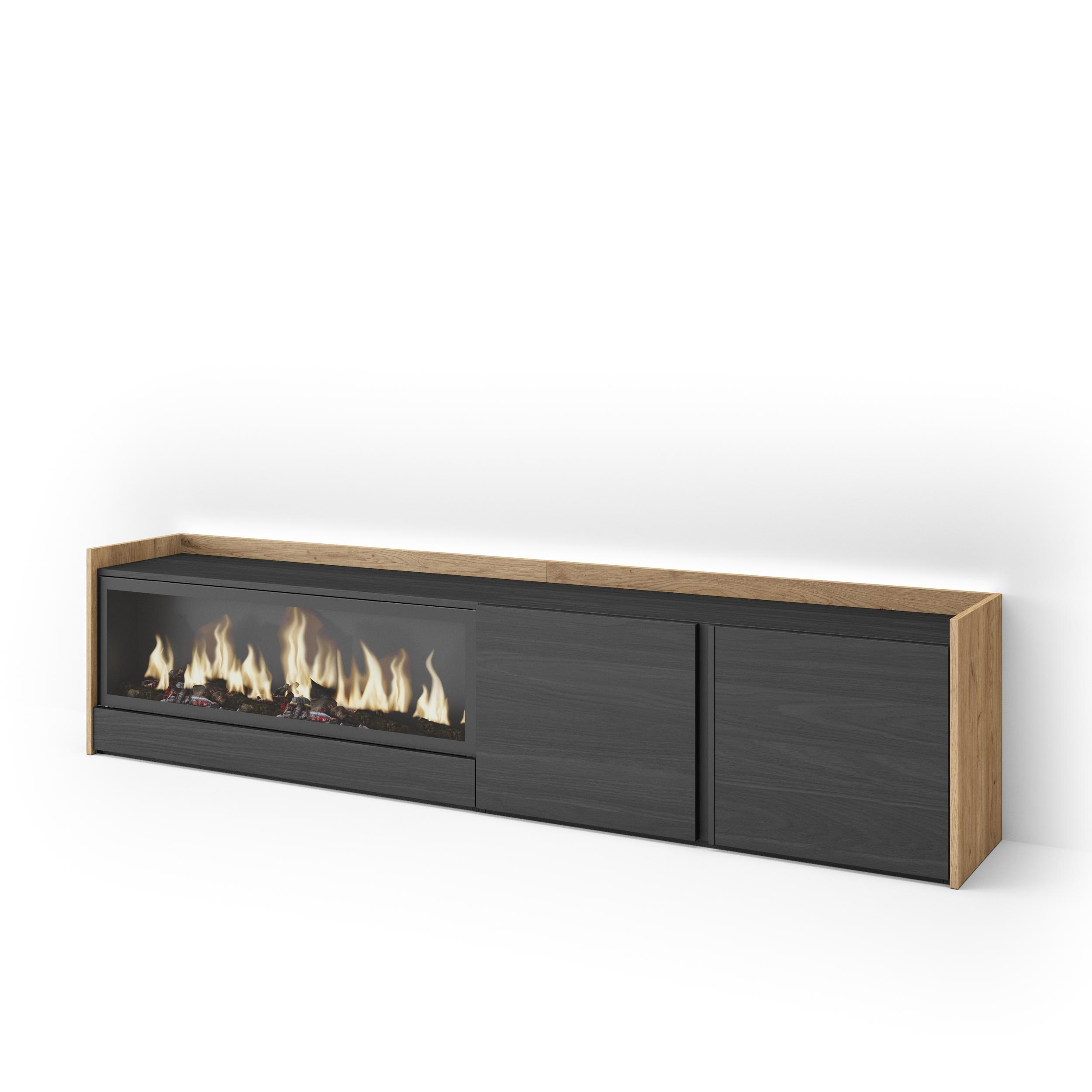 Skraut Home Lowboard, Schwarz 212x50x35 cm